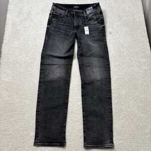 Express Jeans Men's 29 x 32 Black Slim Denim Distressed Straight Leg Stretch